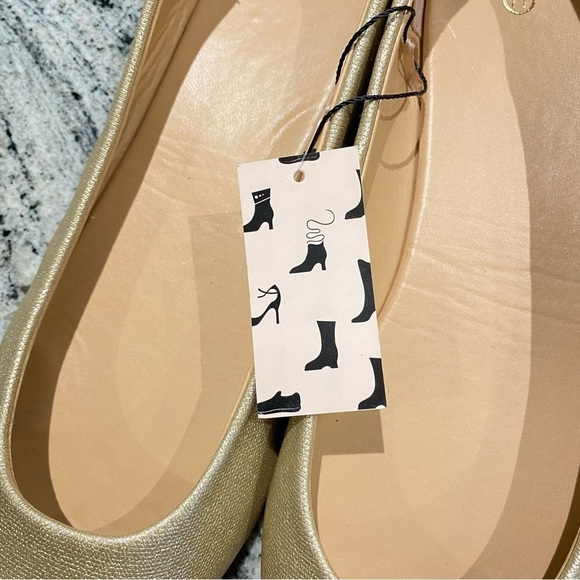 MYSOFT  Women's 11 Pointed Toe Ballet Flats Slip On Casual Shoe GOLD shimmer NWT - Picture 9 of 9
